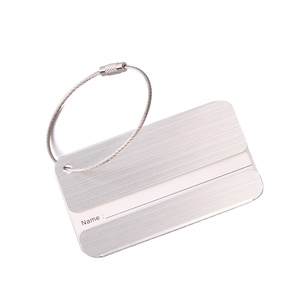 Étiquette de bagage en aluminium personnalisée avec logo et nom, accessoires de voyage, étiquette de valise rectangulaire vierge en métal, vente en gros - Product Image 2
