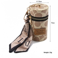 Pochette de rangement cylindrique vintage en cuir pour breloque de sac, étui pour écouteurs, porte-clés, pendentif, pour un usage quotidien