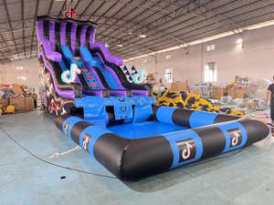 Toboggans gonflables commerciaux géants en PVC à deux voies pour enfants comprenant des kits de réparation de soufflantes comprenant un château gonflable - Product Image 2