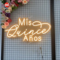Enseigne néon Mis Quince avec bandes LED pour décorations de fête de 15e anniversaire XV - Taille et couleur personnalisables, utilisation intérieure/extérieure
