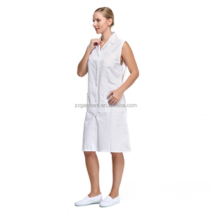 Donne professionali <span class=keywords><strong>camice</strong></span> da laboratorio senza maniche bianco lungo da laboratorio per scienze medico studente infermiere - Product Image 2