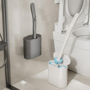 Cepillo de Inodoro Desechable de Plástico con Mango de Aluminio Espacial y Cabezal de Doble Tubo de PP para Limpieza de Baños, Sin Necesidad de Taladrar, Nuevo - Product Image 1