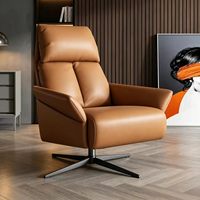 Fauteuil inclinable en cuir de style minimaliste moderne, fauteuil de détente pivotant avec base en métal pour la maison, le bureau, l'hôtel