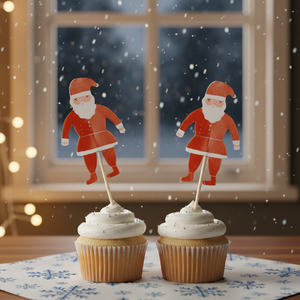 902138 Bâtonnets en papier Père Noël de <span class=keywords><strong>10</strong></span> cm de haut pour centre de table de Noël, cupcakes et desserts, décoration de fête - Product Image 5