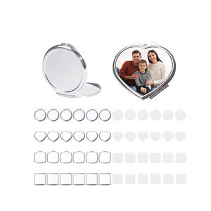 Espejo Cosmético de Viaje Plegable de Doble Cara con Logotipo Pequeño, Función de Aumento, Acabado Plateado, Bonito Regalo Personalizable, Espejo de PU - Product Image 1