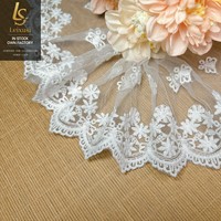 LEIXUSI 11,5 cm Dentelle soluble dans l'eau en maille de soie de lait, garniture brodée en stock pour accessoires vestimentaires pour enfants et décoration de vêtements