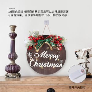 Decoración Navideña Circular de Madera para Colgar en la Pared con Luces, Decoración para el Hogar de Estilo Tradicional - Product Image 4