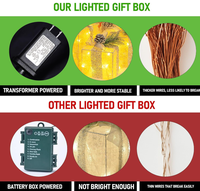 Boîtes cadeaux lumineuses de Noël 3 pièces, 60 lumières LED blanc chaud, design en guirlande, étanches IP67 pour l'extérieur