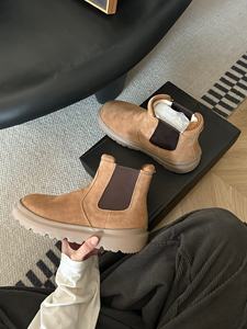 Nuevas botas de nieve para hombre, diseñadas a medida, hechas de cuero genuino y lana, que brindan calidez y comodidad para un look informal. Botas estilo barefoot. - Product Image 2