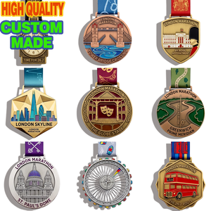 Set de Medallas Personalizadas del Maratón de <span class=keywords><strong>Londres</strong></span> con Cintas, Medallas de Aleación de Zinc con Temática de la <span class=keywords><strong>Ciudad</strong></span> del Reino Unido para Carreras - Product Image 1