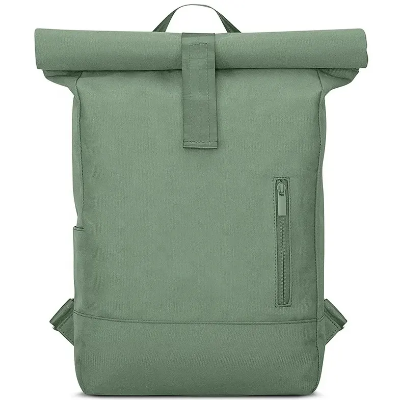 Fabricante personalizado sostenible respetuoso con el medio ambiente RPET reciclado impermeable Roll Top Rolltop viaje portátil mochila bolsa para hombres y mujeres