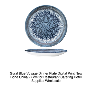 Plato de Cena Gural Blue Voyage con Impresión Digital, Porcelana Nueva, 27 cm, para Restaurantes, Servicios de Catering, Hoteles, Venta al por Mayor - Product Image 2