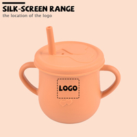 Tasse pliable en Silicone pour bébé, récipient anti-déversement, à boire de l'eau, avec paille et poignée