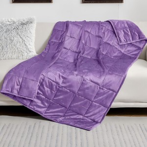 Couverture lestée matelassée violette 15 lb pour thérapie du sommeil, usage hivernal, couleur unie, style simple, lavable en machine, literie en polaire - Product Image 3