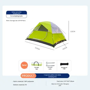 Carpa de Camping para Exteriores, de Una Habitación, para las Cuatro Estaciones, Doble Capa, 1500-2000 mm, Impermeable, Portátil, Plegable, Automática, Amarilla y Blanca, para Parque - Product Image 4