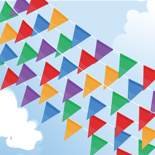 Custom Logo Multi-Color Small Pieces Plain Design Thermal Transfer Printed Adjustable Flying Polyester Pennant Flags