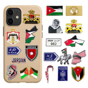 Autocollant de téléphone en émail avec emblème du pays de Jordanie, en stock, autocollants personnalisés, drapeau, carte, plaque métallique, <span class=keywords><strong>badge</strong></span> d'épingle du Moyen-Orient - Product Image 1