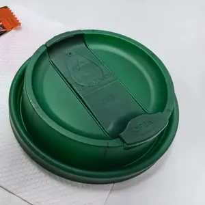 Food Grade Red PP Conjoined Injection Cup Lid For Coffee Mlik Tea Cup 90mm Dark Green Pp Leak Proof Cover Lid