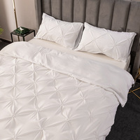 Haute qualité 3D pincement plissé housse de couette ensemble couleur unie simple Double Twin ensemble de literie housse de couette