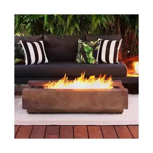 Tavolo portatile pozzo del fuoco rettangolo in acciaio inox etanolo grande giardino esterno fuoco pit tavolo per patio