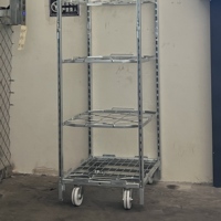 Chariot de serre demi-plateforme à 4 roues pour plantes et fleurs, modèle néerlandais CC, vente en gros OEM, usine Hanak