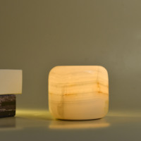 Lampe de nuit minimaliste en onyx et jade blanc naturel, lampe LED à intensité variable, lumière chaude, pour chambre à coucher, bureau, salle d'étude et décoration intérieure