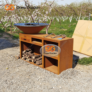 Barbecue <span class=keywords><strong>de</strong></span> camping en acier Corten, grande brasero-grill d'extérieur en acier Corten - Product Image 3