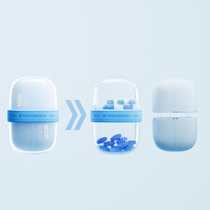 Boîte de rangement Ryx à 4 compartiments, étui à pilules en plastique, organisateur de médicaments portable pour usage quotidien - Product Image 2