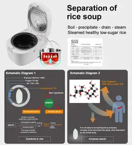 Cuiseur à riz électrique de grande capacité 2 tasses avec boîtier isolé pour une manipulation sûre et une régulation de la glycémie