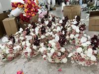 Boule de fleurs artificielle blanche et rose en gros PPS pour centre de table de mariage et décoration d'événements