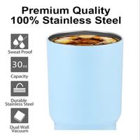 Vaso Térmico de Acero Inoxidable de 30oz con Aislamiento al Vacío, Tapa 2 en 1 con Popote, Compatible con Portavasos de Coche, Vasos Personalizados para Cerveza de Viaje