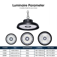 Réflecteur acrylique rond KCD réglable 3 ans de garantie 30w 70w 120w 125w auvent d'entrepôt noir lumières LED UFO High Bay Light