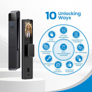 Serrure de porte électronique intelligente en bois de luxe nouvellement lancée avec <span class=keywords><strong>interphone</strong></span> de surveillance active et serrures intelligentes à reconnaissance faciale 3D - Product Image 4