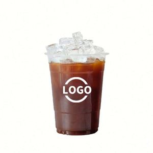 Expédition rapide, vente en gros, gobelets en plastique PET à paroi simple de 98 mm de diamètre supérieur, 14 oz, avec couvercle, gobelets à emporter pour café, jus, boissons froides - Product Image 1