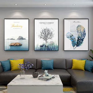 Moderne simple salon <span class=keywords><strong>triptyque</strong></span> canapé fond mur <span class=keywords><strong>peinture</strong></span> décorative style scandinave cristal porcelaine art mural - Product Image 3