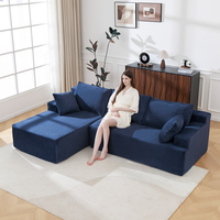 Sofá Cama Moderno OEM de Espuma Comprimida Tapizado, Sofás Seccionales Modulares ODM de Corduroy Cloud, Sofá en L de Lujo sin Estructura en Caja