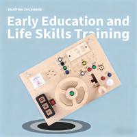 Certification CE CPC Montessori Jouet éducatif précoce en bois Simulation de volant de voiture Éclairage LED pour enfants Tableau occupé