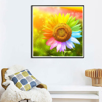 Bloem Kleurrijke Diamant Schilderij Gegoten Lijm Volledige Vierkante Boor 5D DIY Strass Home Decor Diamant Borduren S2F1276