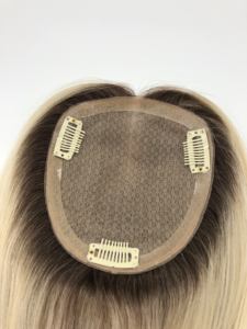 LLBeauty HQ Rambut Halus Berkualitas Tinggi Buatan Tangan Topper Alami dengan Basis Sutra Kulit Kepala Realistis Warna Akar Gelap Piano Siap Kirim - Product Image 3