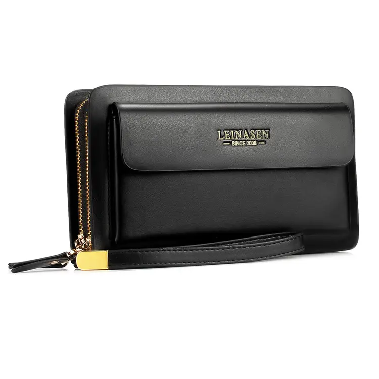 2020 Hot men's hand wallet PU leather dual zipper men business clutch bag luxury purse