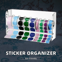 Transparante acryl stickerdispenser, multi-rol labelhouder met scheidingsbladen, bureau-organizer voor kantoor, thuis en verpakkingsstations