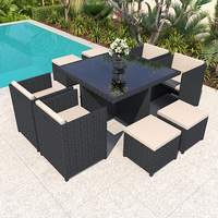 Fabrik direkt liefern 8-Sitzer Gartenmöbel Rattan Esstisch und Stühle Set Outdoor Rattan Möbel Terrassen möbel