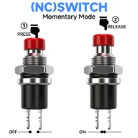 Mini interrupteur à bouton-poussoir à réinitialisation automatique 5 mm 7 mm 10 mm, tête haute, petit plastique, 2 broches, 1NO 1NC, IP65, 3A/125V 1A/250V, électronique rouge