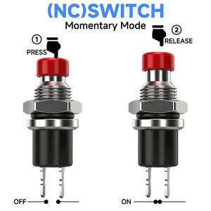 Mini 5mm 7mm 10mm Selbstrückstellender Druckknopfschalter Hochkopf Kleiner Kunststoff 2-polig 1NO 1NC IP65 3A/125V 1A/250V Elektronisch Rot - Product Image 3