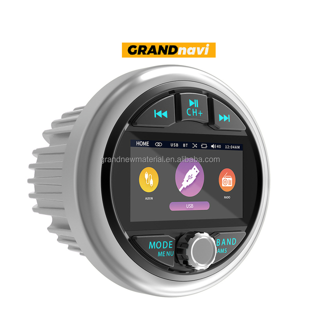 GRANDnavi Marine Media Receiver 3 Inch IPS LCD Screen MP5 Player Waterproof IPX5 Marine Gauge Stereo Radio Audio BT FM AM USB