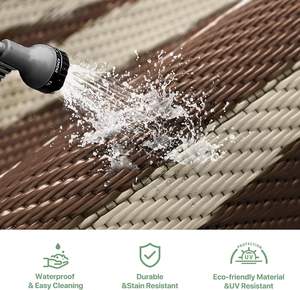 Tapis de patio en plastique écologique personnalisé 5*8 pieds Réversible Tapis de patio pliable d'extérieur - Product Image 5