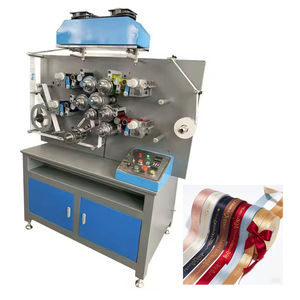 Tự Động 4 + 1 Màu Sắc Nylon Taffeta Băng Satin Polyester Vải Cotton T Áo Sơ Mi Cổ Nhãn Quay Máy In - Product Image 1