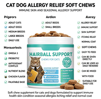 Friandises à Mâcher Douces pour Animaux de Compagnie Contre les Allergies au Chat et au Chien, Soutien Immunitaire, Peau, Allergies Saisonnières, Soulagement des Démangeaisons, Supplément Probiotique Oméga 3 pour Animaux