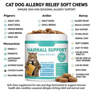 Friandises à Mâcher Douces pour Animaux de Compagnie Contre les Allergies au Chat et au <span class=keywords><strong>Chien</strong></span>, Soutien Immunitaire, <span class=keywords><strong>Peau</strong></span>, Allergies Saisonnières, Soulagement des Démangeaisons, Supplément Probiotique Oméga 3 pour Animaux - Product Image 2