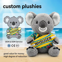 Peluche de Koala Personalizado al por Mayor, OEM ODM, Mascota Deportiva de Peluche con Logotipo Personalizado en la Bandera, Certificado CE EN71